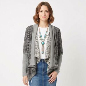 HAZEL Gray Open Front Cardigan with Asymmetrical Hem - Medium